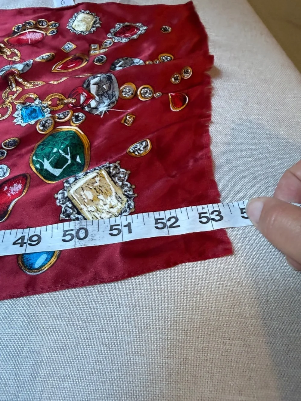 Vintage Oscar de la Renta Pure Silk Scarf Gems and Jewels
